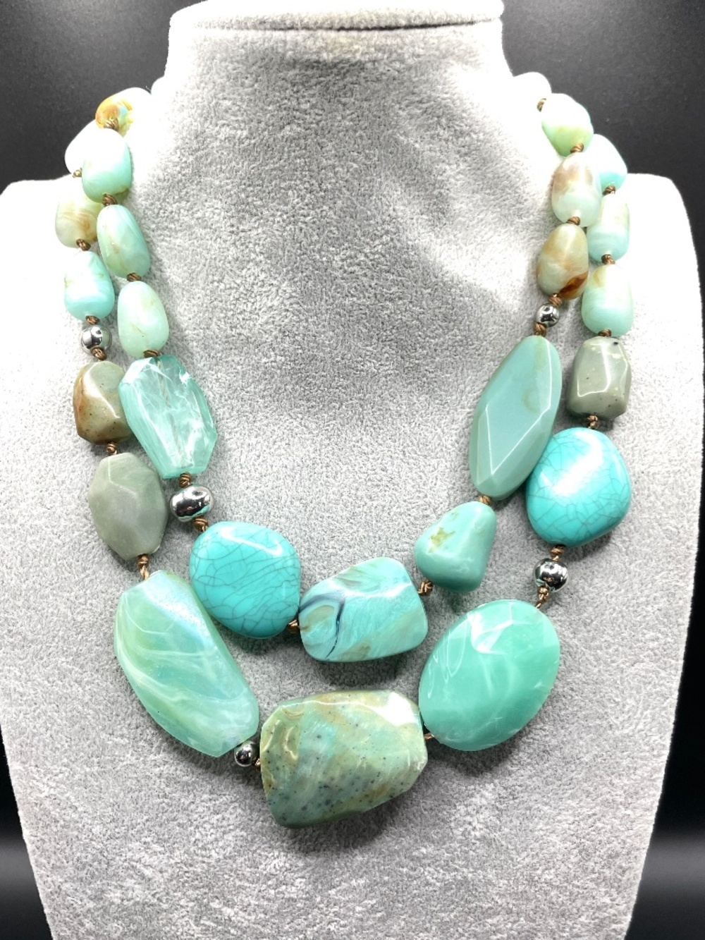 Chico's Faux Turquoise Double Strand Statement Necklace